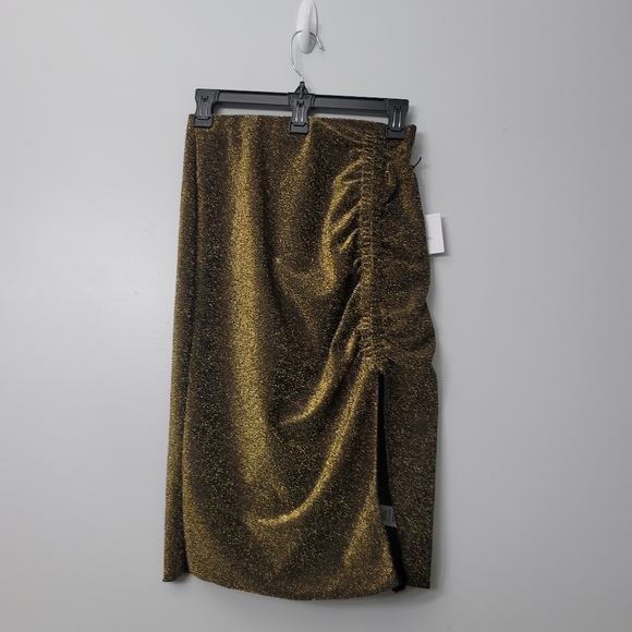 OriginalityGlitzy Side Ruche Glitter Lurex Midi Skirt - Picture 4 of 12